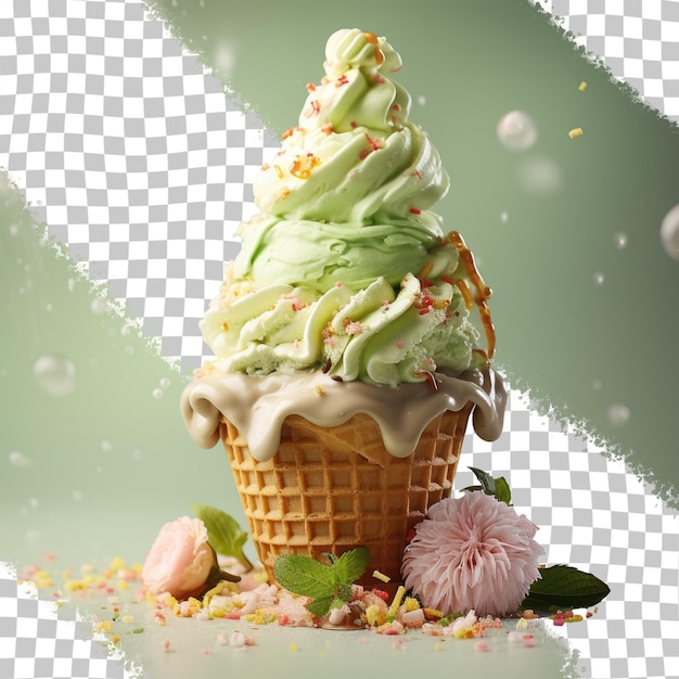 Delicioso helado sobre fondo transparente