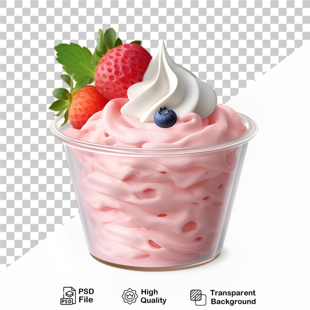 Delicioso helado en taza con bayas aisladas en un fondo transparente incluye archivo png