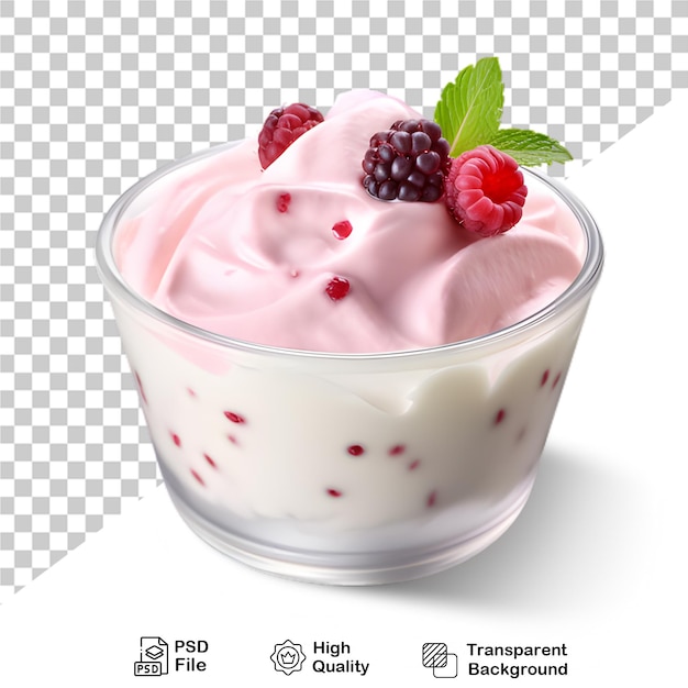 Delicioso helado en taza con bayas aisladas en un fondo transparente incluye archivo png