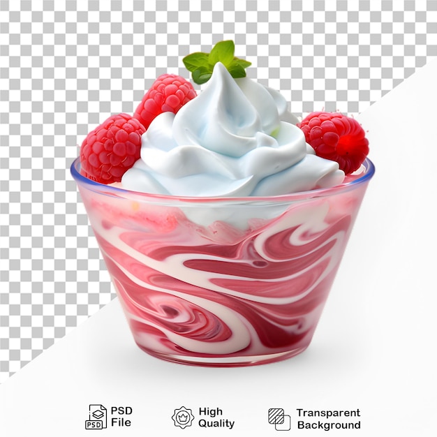 PSD delicioso helado en taza con bayas aisladas en un fondo transparente incluye archivo png