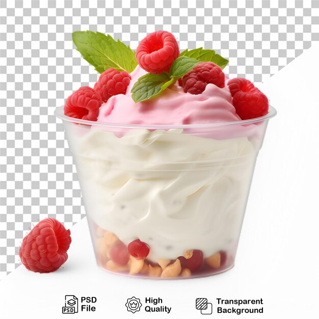 Delicioso helado en taza con bayas aisladas en un fondo transparente incluye archivo png