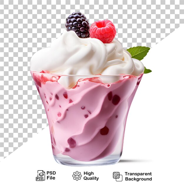 PSD delicioso helado en taza con bayas aisladas en un fondo transparente incluye archivo png