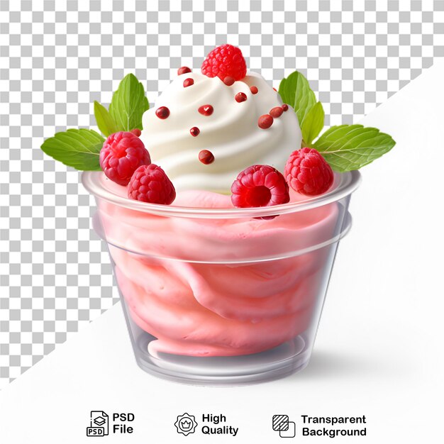 PSD delicioso helado en taza con bayas aisladas en un fondo transparente incluye archivo png