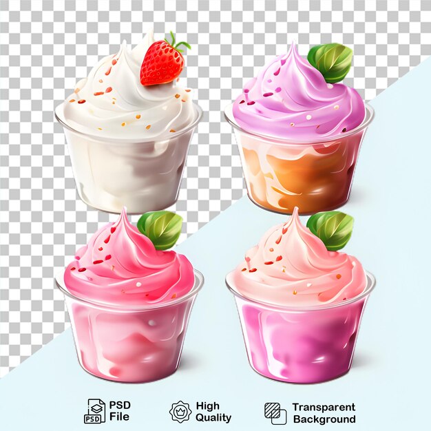 Delicioso helado en taza con bayas aisladas en un fondo transparente incluye archivo png