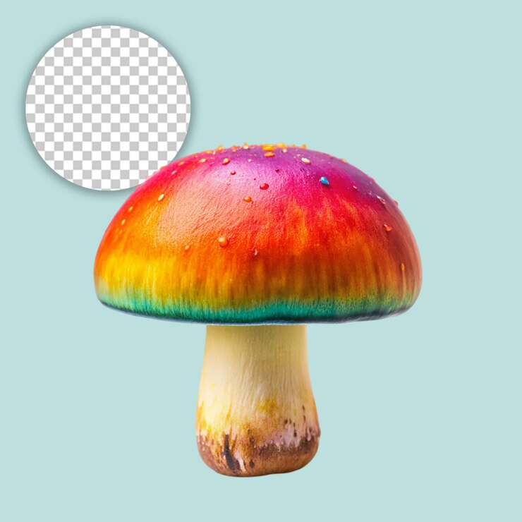 PSD un delicioso hongo sobre un fondo transparente