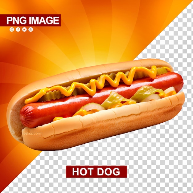 PSD un delicioso hotdog con ketchup y mostaza