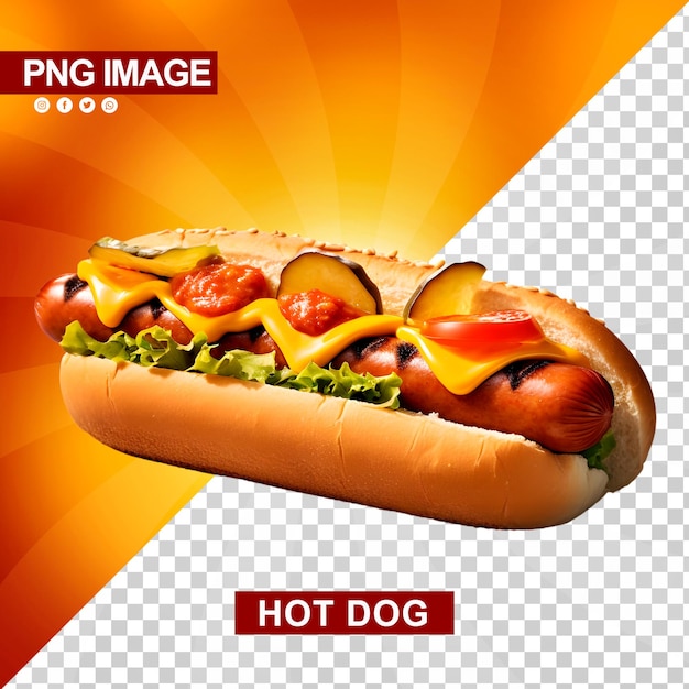 PSD un delicioso hotdog con ketchup y mostaza