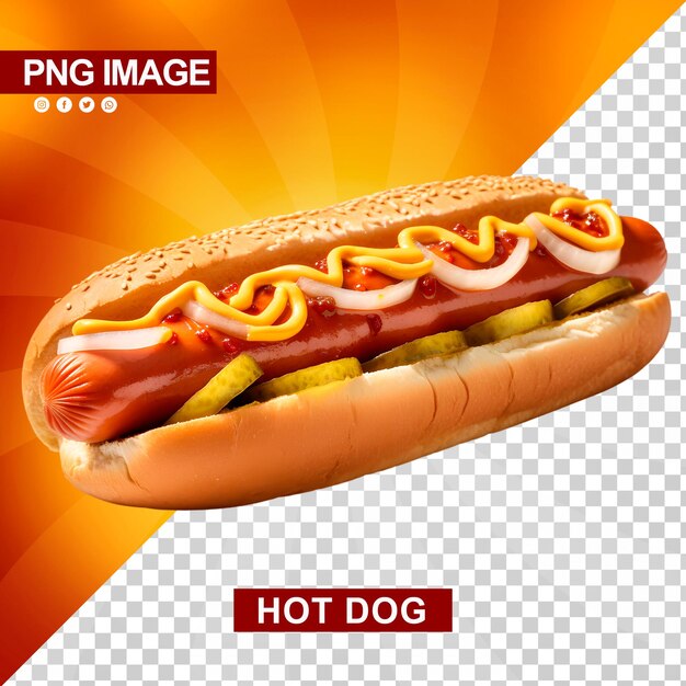 PSD un delicioso hotdog con ketchup y mostaza