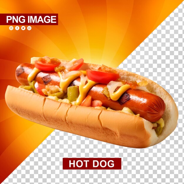 PSD un delicioso hotdog con ketchup y mostaza