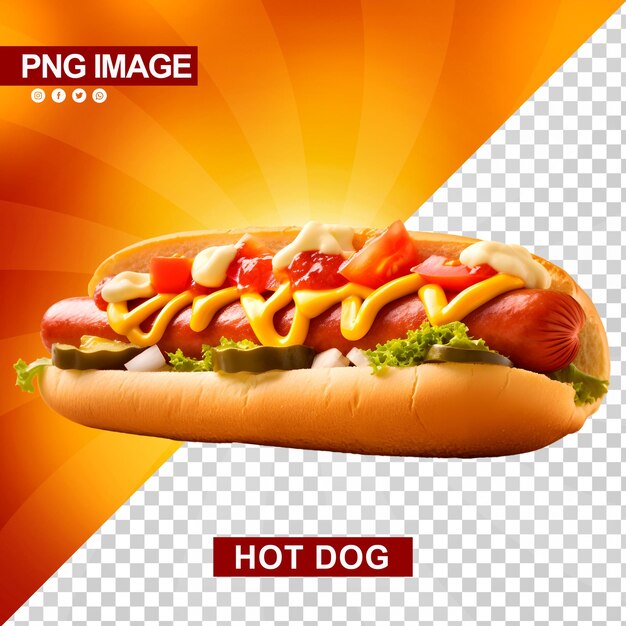 PSD un delicioso hotdog con ketchup y mostaza