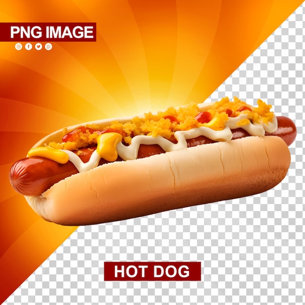 Un delicioso hotdog con ketchup y mostaza