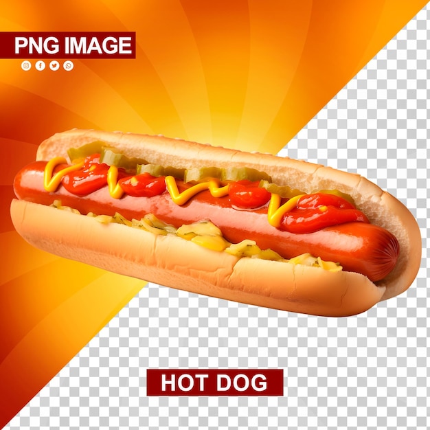 PSD un delicioso hotdog con ketchup y mostaza