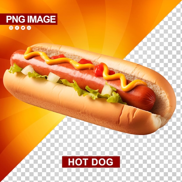 PSD un delicioso hotdog con ketchup y mostaza