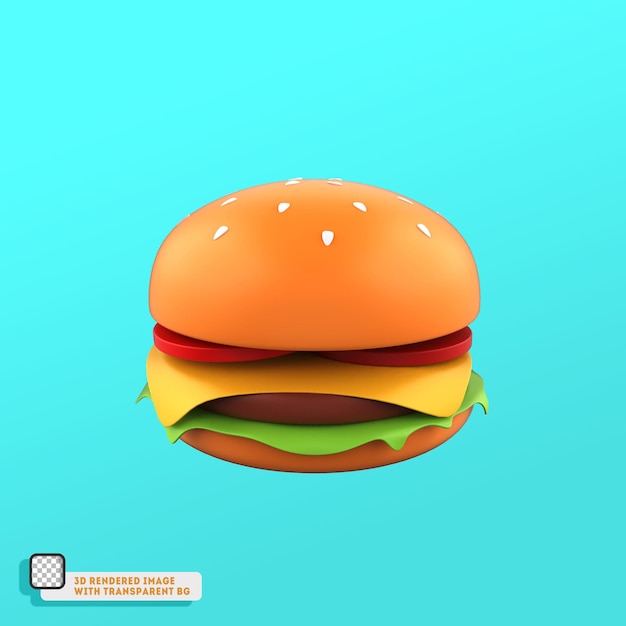 Delicioso ícone de hambúrguer 3D