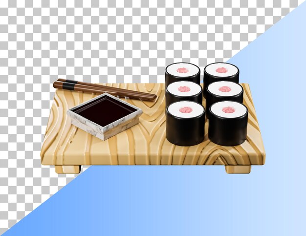 PSD delicioso ícone de sushi 3d. psd renderização 3d