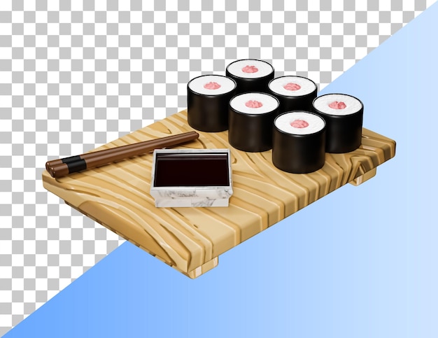 Delicioso ícone de sushi 3d. psd renderização 3d