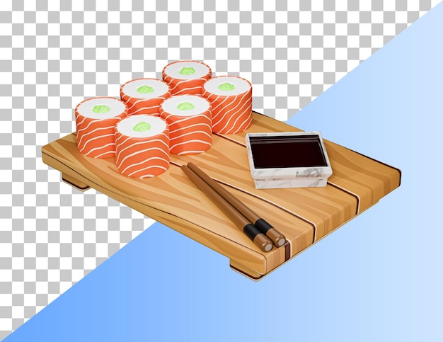 Delicioso ícone de sushi 3d. PSD renderização 3D