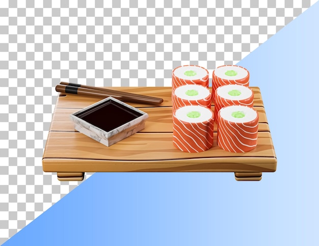 Delicioso ícone de sushi 3d. PSD renderização 3D
