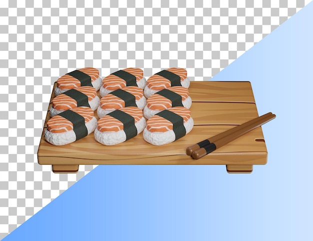 Delicioso ícone de sushi 3d. psd renderização 3d