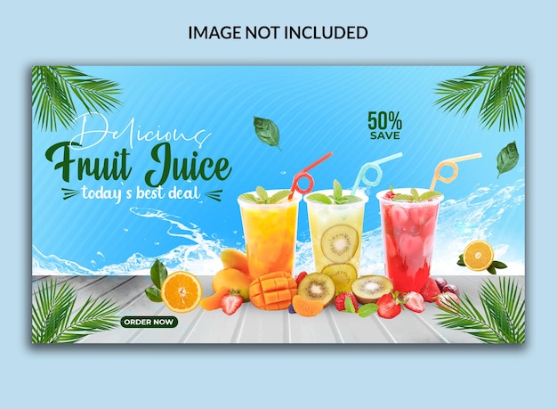 Delicioso jugo de fruta diseño de banner web de redes sociales