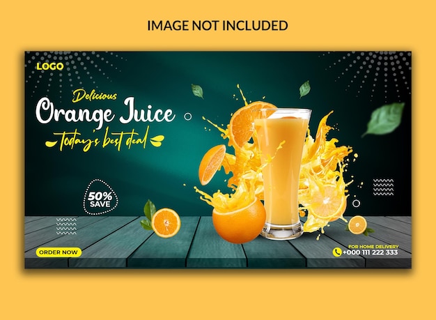 Delicioso jugo de naranja banner web de redes sociales