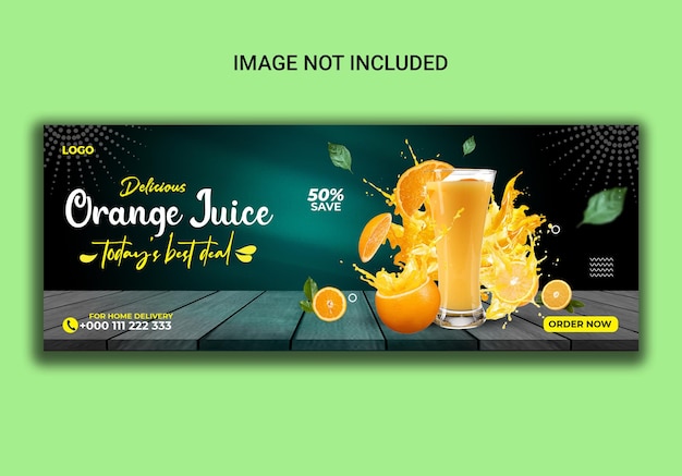 PSD delicioso jugo de naranja diseño de plantilla de portada de facebook