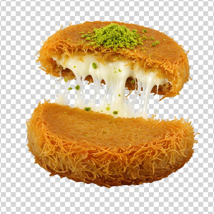 Delicioso Knafeh de Oriente Medio con queso y pistachos