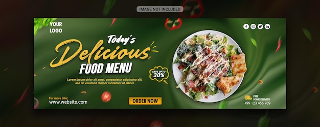 Delicioso menú de comida rápida plantilla de diseño de portada de facebook y banner web