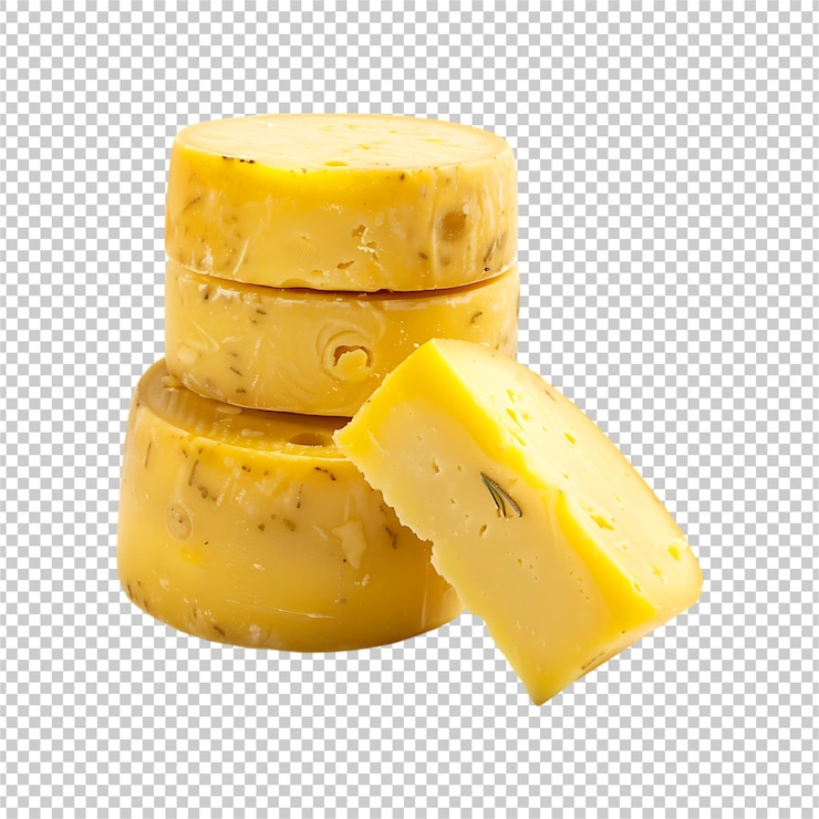 PSD un delicioso montón de queso aislado en un fondo transparente