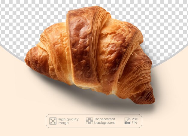 PSD un delicioso pan croissant fresco sobre un fondo transparente