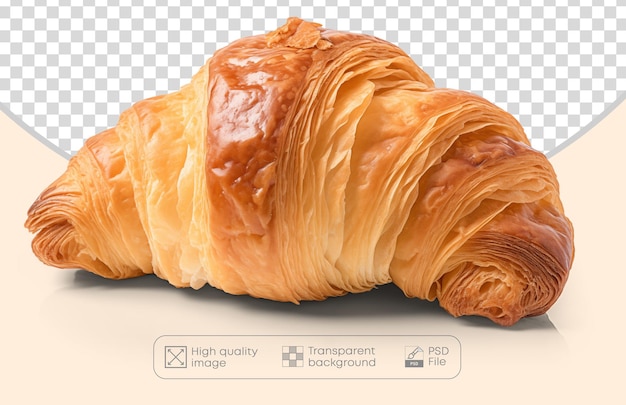 PSD un delicioso pan croissant fresco sobre un fondo transparente