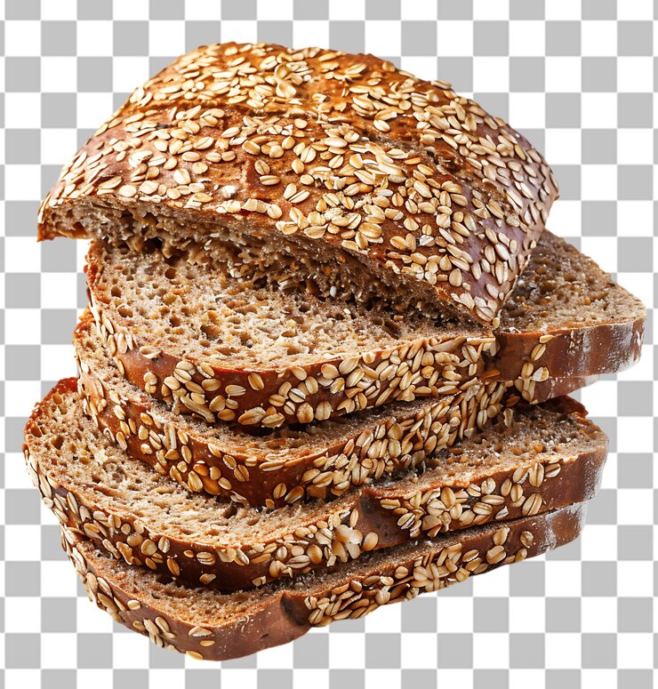PSD delicioso pan de grano entero sobre un fondo transparente
