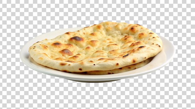 Delicioso pan naan sobre un fondo transparente