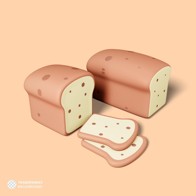 Delicioso pan con nueces aislado 3d render ilustración