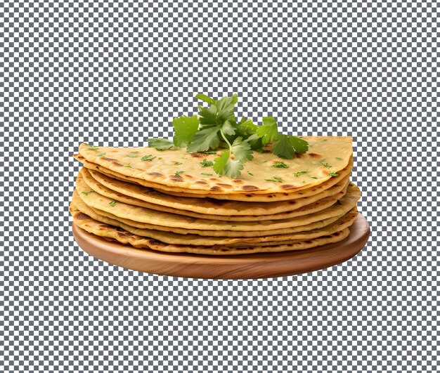 PSD delicioso pão plano methi paratha isolado em fundo transparente