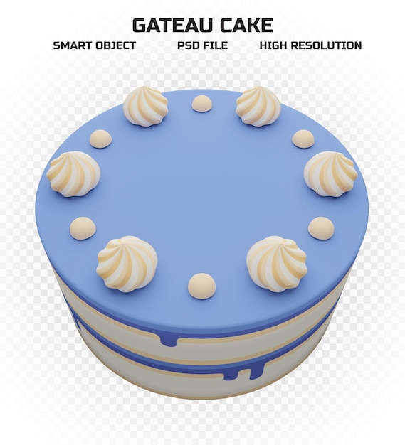 PSD delicioso pastel de crema azul en alta resolución para un evento especial de aniversario