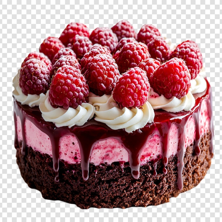 PSD delicioso pastel de frambuesa, chocolate, brownie, postre y dulce.