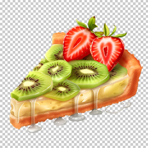 PSD delicioso pastel de fresa y kiwi aislado en un fondo transparente