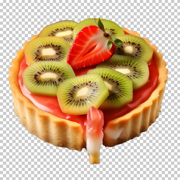 Delicioso pastel de fresa y kiwi aislado en un fondo transparente