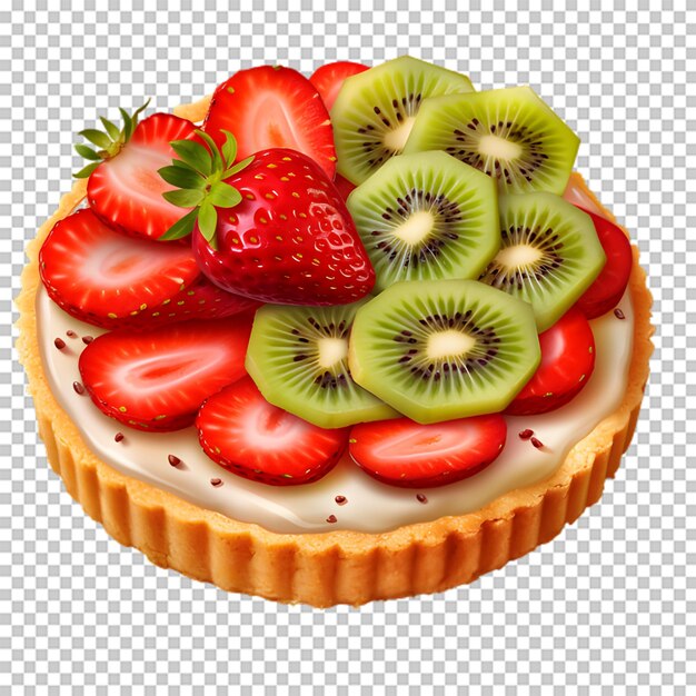 PSD delicioso pastel de fresa y kiwi aislado sobre fondo transparente