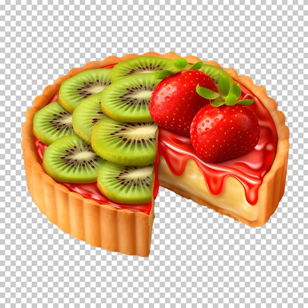 Delicioso pastel de fresa y kiwi aislado sobre fondo transparente