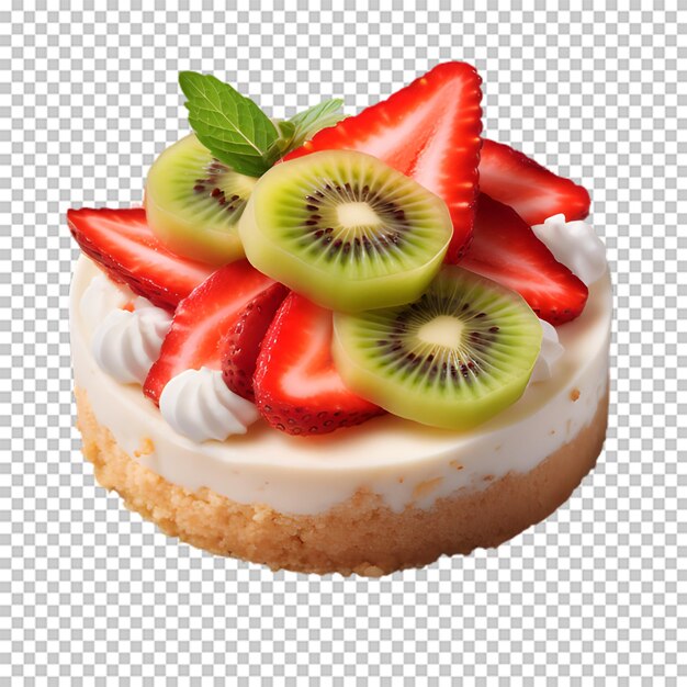 PSD delicioso pastel de fresa y kiwi aislado sobre fondo transparente