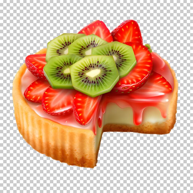 PSD delicioso pastel de fresa y kiwi aislado sobre fondo transparente