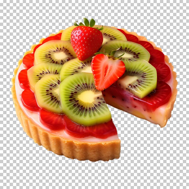 PSD delicioso pastel de fresa y kiwi aislado sobre fondo transparente