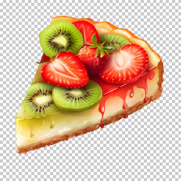 PSD delicioso pastel de fresa y kiwi aislado sobre fondo transparente