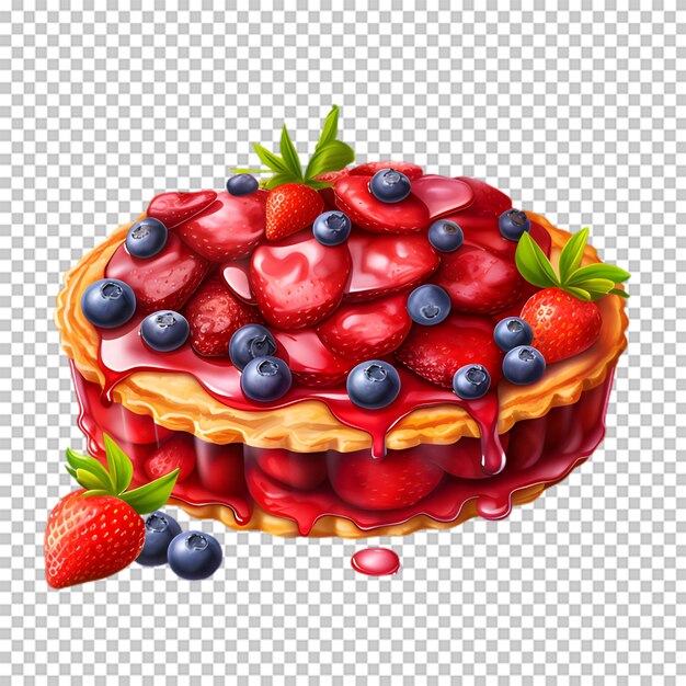 PSD delicioso pastel de fresas y arándanos aislado sobre fondo transparente