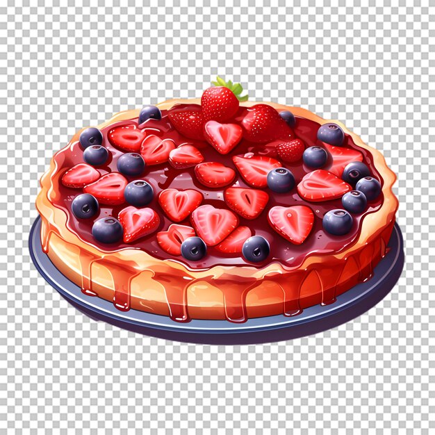 PSD delicioso pastel de fresas y arándanos aislado sobre fondo transparente