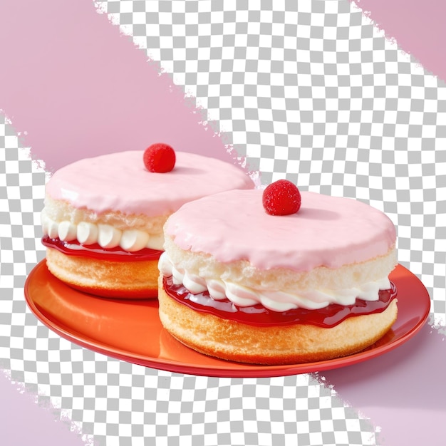 PSD delicioso pastel con glaseado rosado cubierto de frambuesas