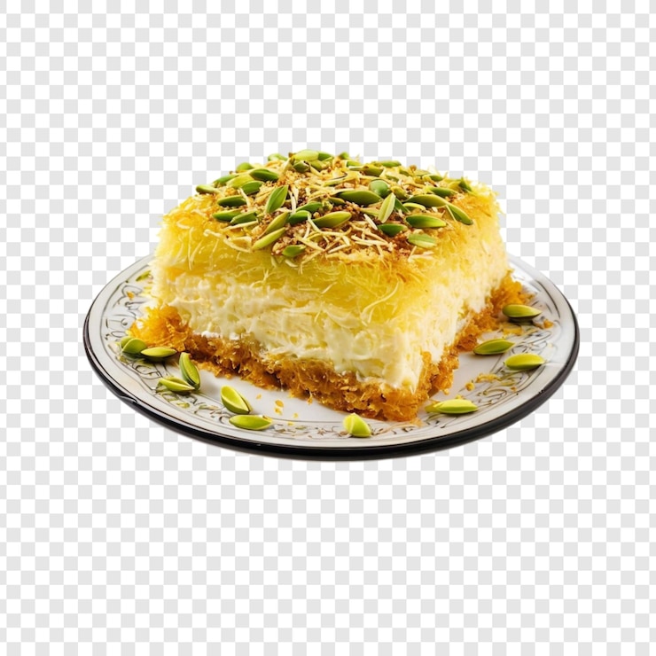 PSD delicioso pastel de knafeh queso cremoso fila crujiente pistachos