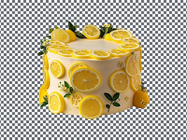 Delicioso pastel de limón decorado aislado sobre fondo transparente